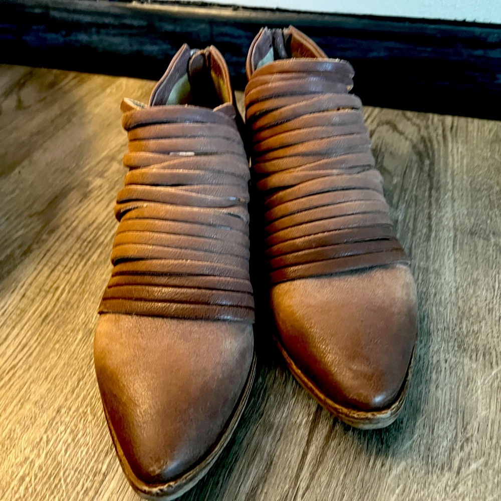 Free People Brown Layered Ankle Booties